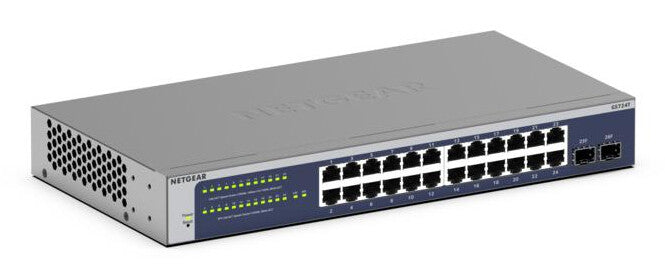 NETGEAR GS724Tv6 Managed L2+/L3 Gigabit Ethernet (10/100/1000) 1U Blue, Grey