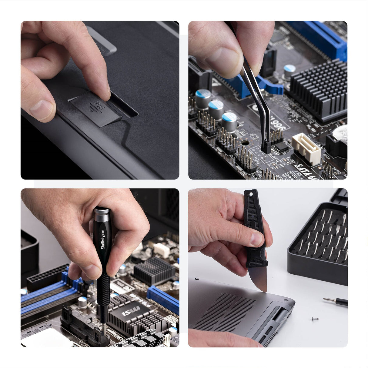StarTech.com 40-Piece Computer Repair Toolkit for Laptop/PC/Electronics/Phone, 30-Bit Precision Screwdriver Set, Removable Lid with Magnetic Pad, Prying Tools
