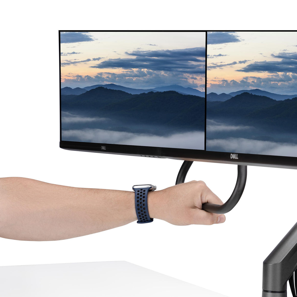 StarTech.com Desk Mount Dual Monitor Arm with Crossbar, Up To 27" Displays, VESA 75x75/100x100, Max 33lb/15kg, C-Clamp, Fully Articulating, Mechanical Spring, TAA