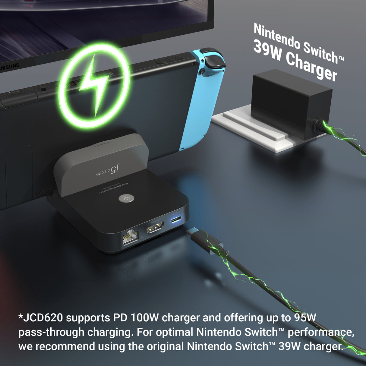 j5create JCD620 Mini Docking Station for Nintendo Switch™, Black