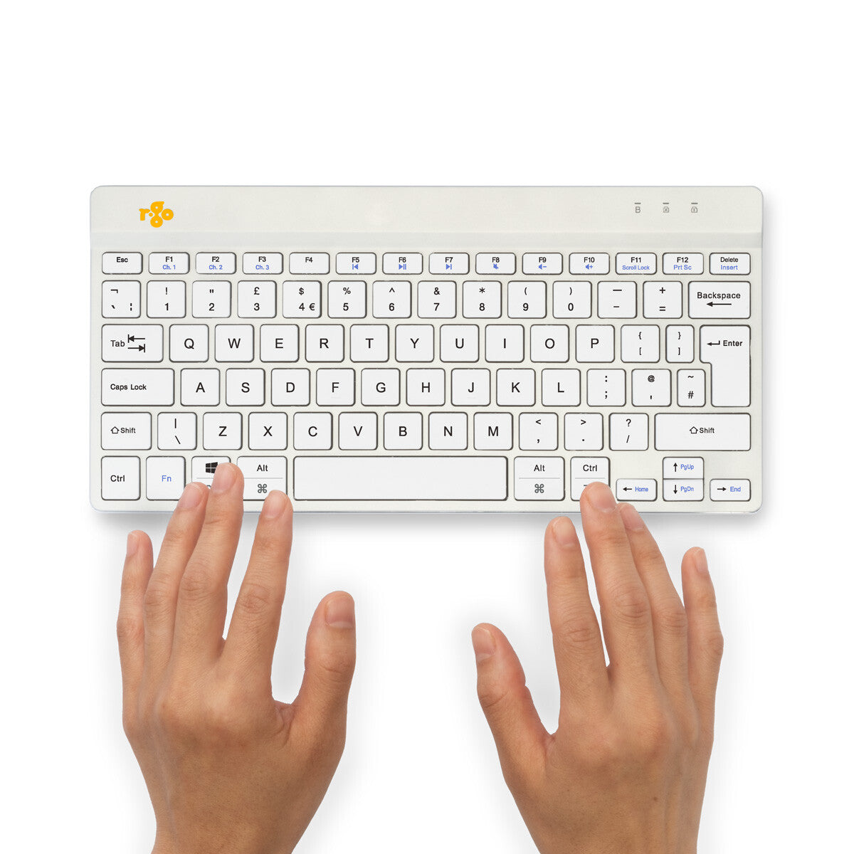 R-Go Tools Ergonomic keyboard R-Go Compact Break, compact keyboard with break software, QWERTY (UK), Bluetooth, white