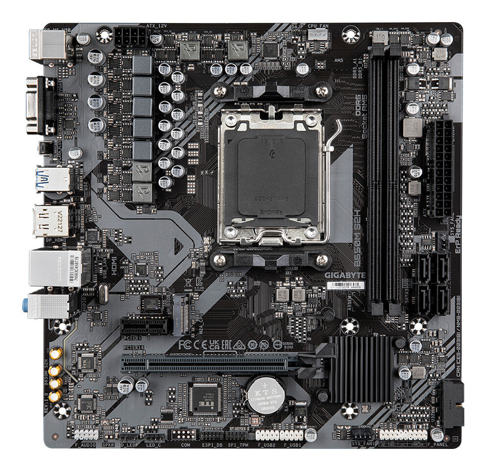 GIGABYTE B650M S2H Motherboard - AMD Ryzen 9000 Series CPUs, 5+2+2 Phases VRM, up to 6400MHz DDR5 (OC), 1xPCIe 4.0 M.2, GbE LAN, USB 3.2 Gen 1