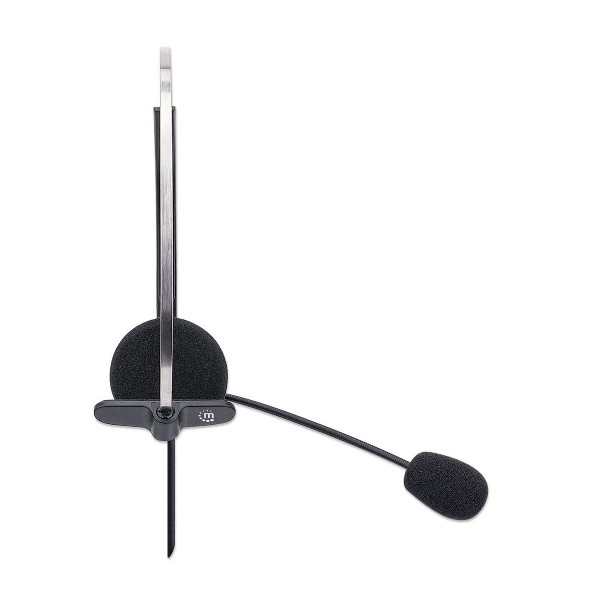 Manhattan Mono Over-Ear Headset (USB), Microphone Boom (padded), Polybag Packaging, Adjustable Headband, In-Line Volume Control, Ear Cushion, USB-A for both sound and mic use, cable 1.5m, Three Year Warranty