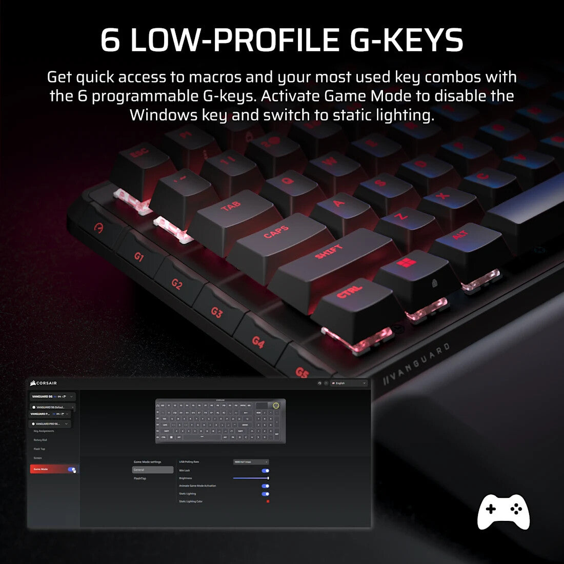 Corsair VANGUARD 96 keyboard Gaming USB QWERTY UK English Black