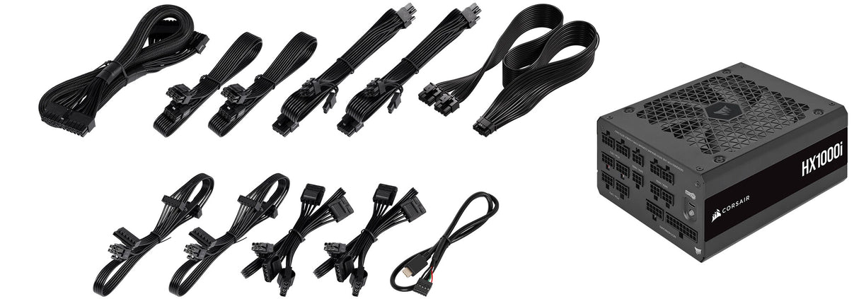 Bloc d'alimentation Corsair 1000 W HX1000i V2, ventilateur dynamique fluide, entièrement modulaire, bruit ultra faible, 80+ Platinum, ATX 3.0, PCIe 5.0