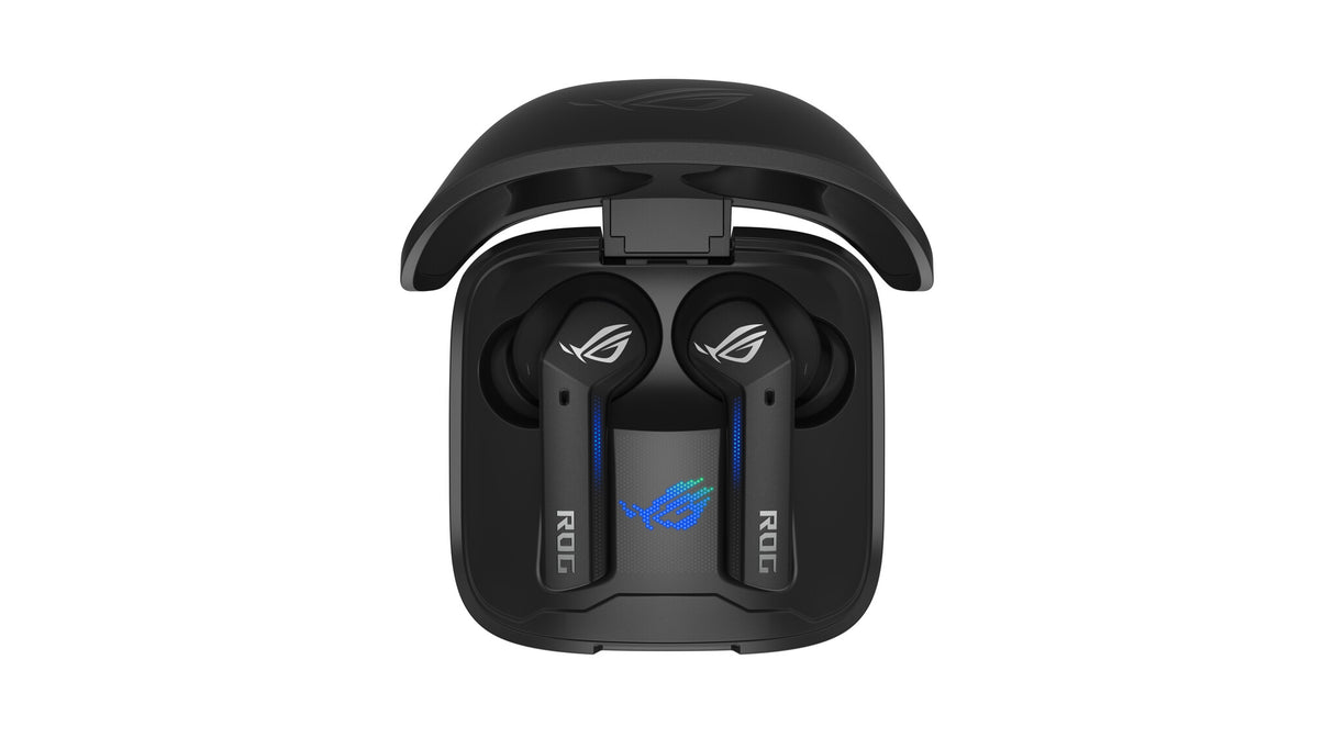 Écouteurs sans fil Asus ROG Cetra True, suppression active du bruit, mode ambiant, étui de chargement, résistant à l'eau, commandes tactiles, éclairage LED