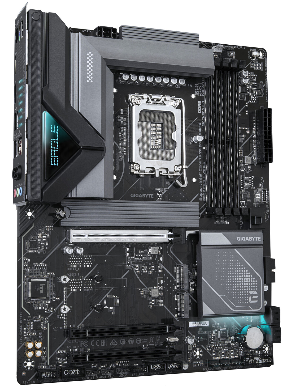 GIGABYTE B860 EAGLE WIFI6E Motherboard - Intel Core Ultra Series CPUs, 12+1+2+1 Phases VRM, up to 9066MHz DDR5, 1xPCIe 5.0 + 2xPCIe 4.0 M.2, 2.5GbE LAN, WIFI 6E, USB 3.2 Gen 2x2