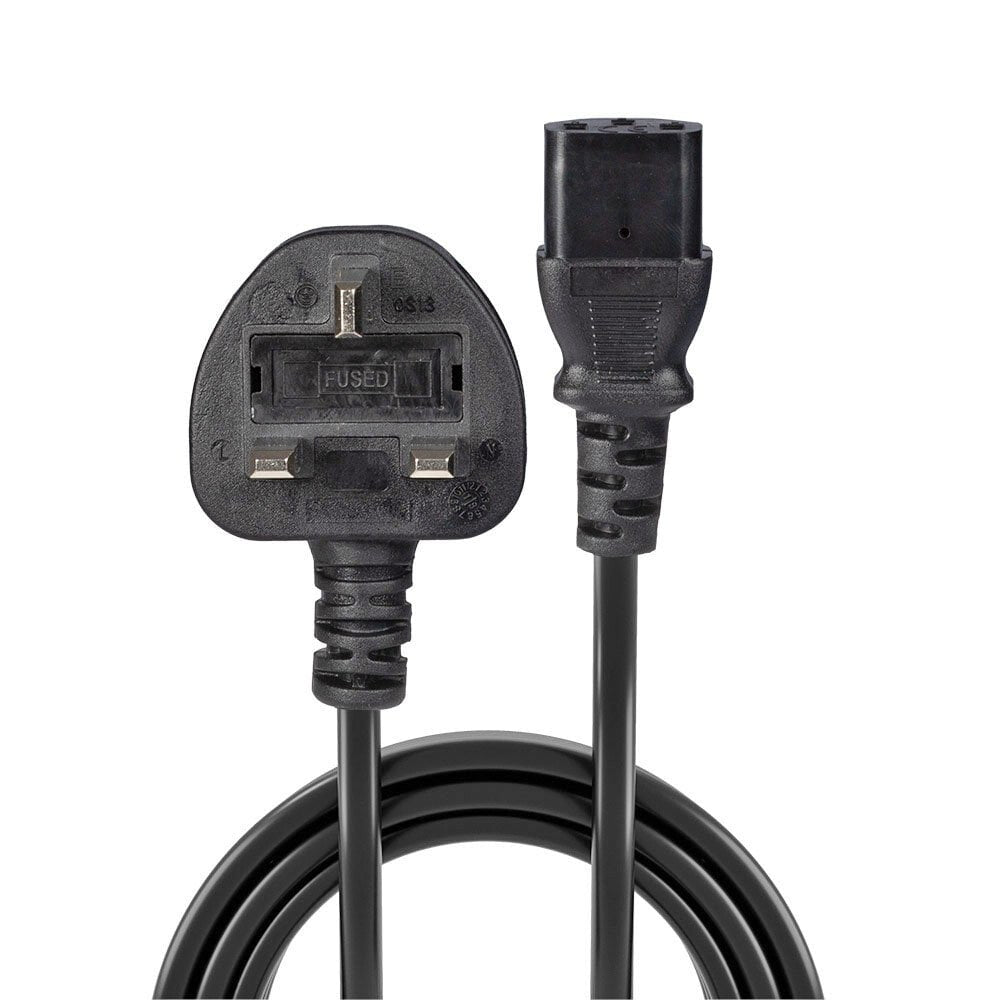 Lindy 20m UK 3 Pin Plug To IEC C13 Mains Power Cable, Black