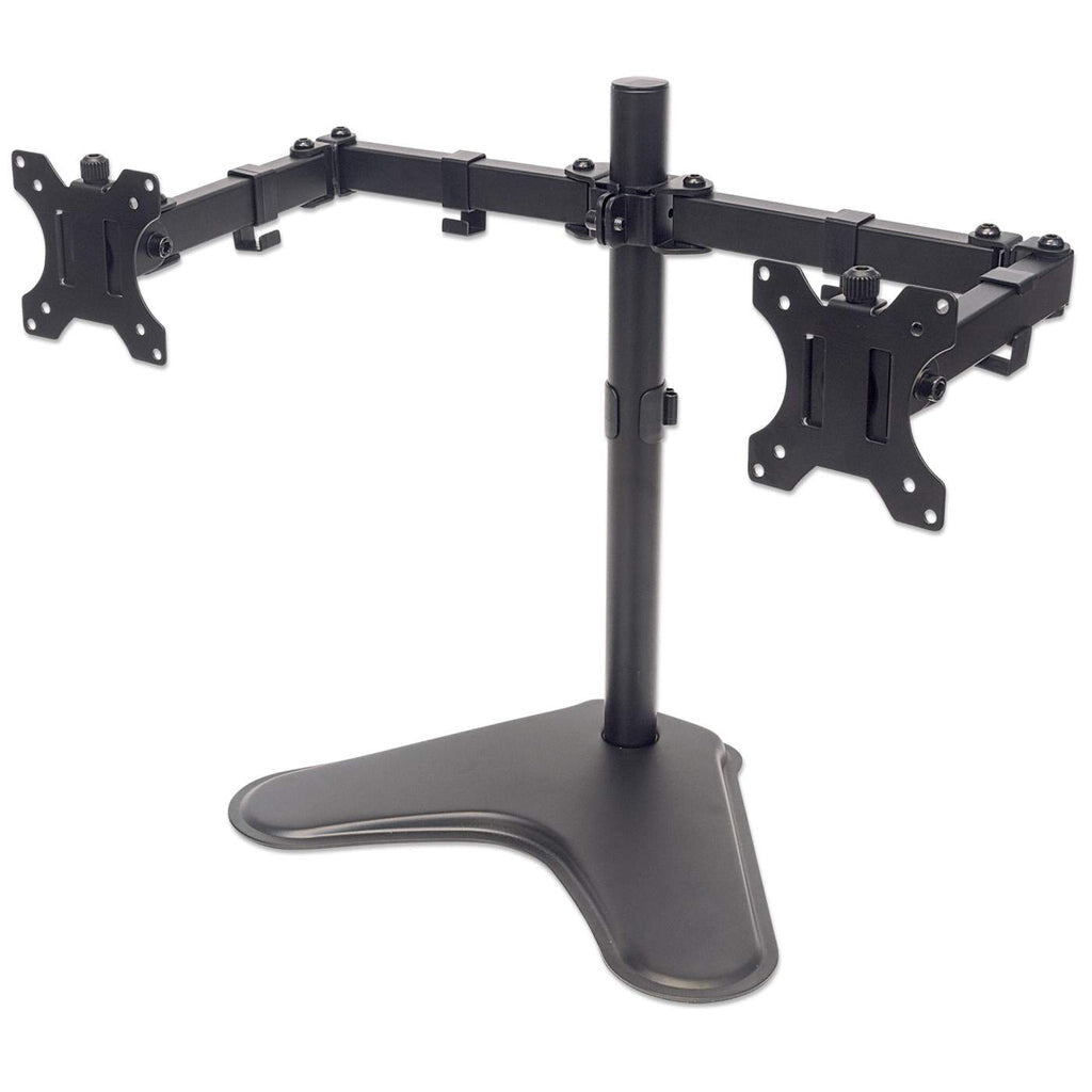 Manhattan Dual Desk Mount for TV & Monitors (Full Motion), For screens: 10-27", Stand Assembly, VESA compatability: 75x75 and 100x100mm - check the dimensions of the four mounting holes on back of screen to ensure it fits, Max 8kg (each), Black, Bracket