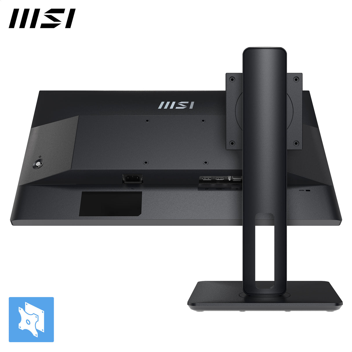 MSI Pro MP245PG 24 Inch Monitor, FHD (1920 x 1080), 100Hz, IPS, 1ms, 1x HDMI 1.4b, 1x DP 1.2a output, 1x D-Sub(VGA), Built-in Speakers, Anti-Glare, Anti-Flicker, Less Blue light, TÜV Certified, VESA, Kensington, 4-way adjustable stand, Black