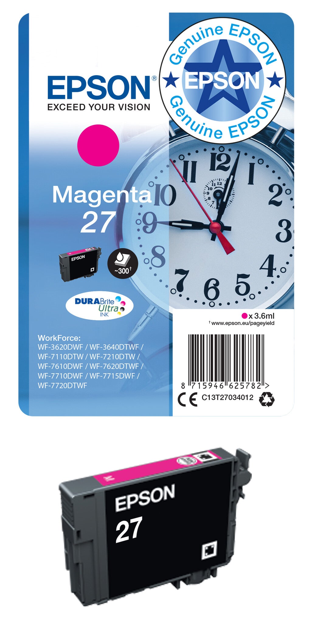 Epson Alarm clock Singlepack Black 27 DURABrite Ultra Ink