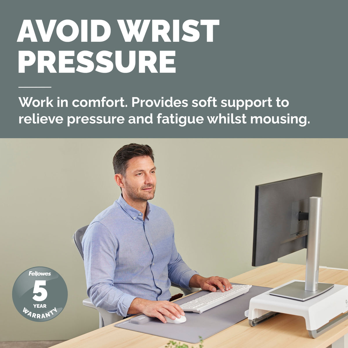 Fellowes Breyta - Wrist rest - gray