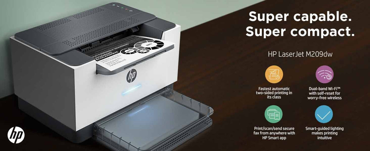 HP LaserJet M209dw Printer, Black and white, Printer for Home and home office, Print, Two-sided printing; Compact Size; Energy Efficient; Dualband Wi-Fi