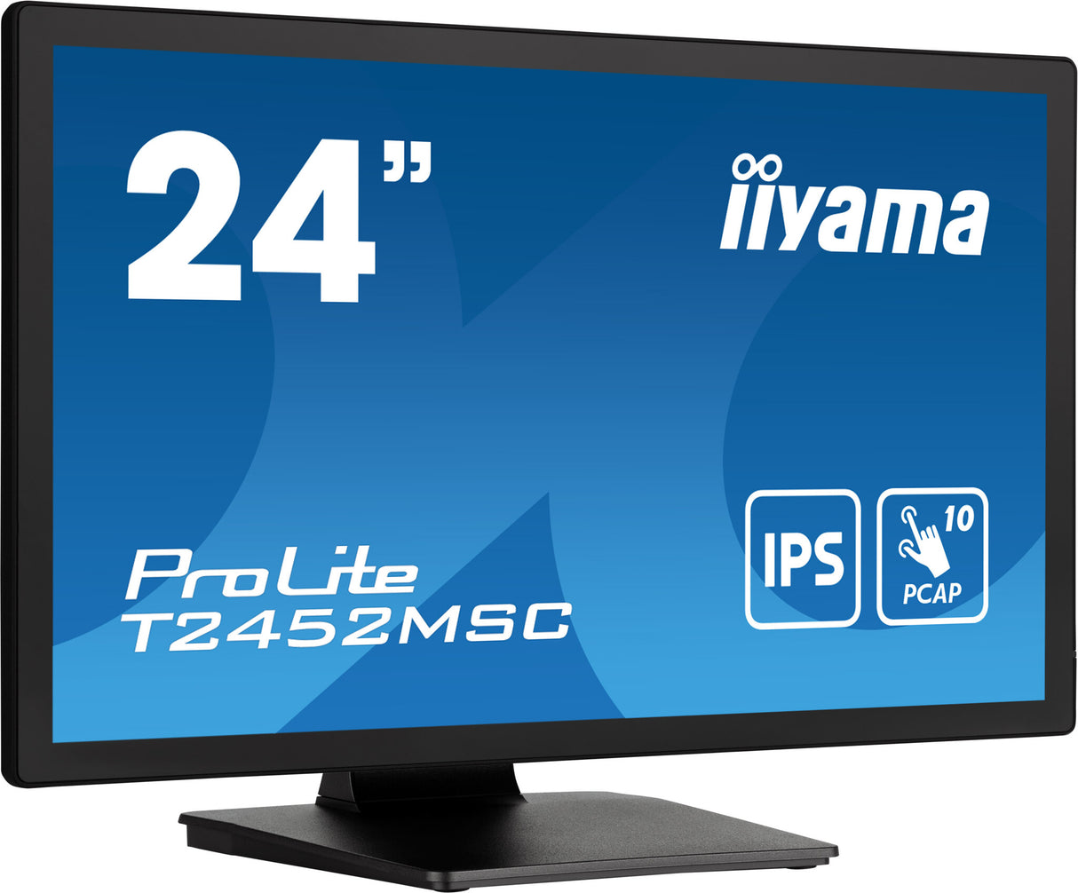 iiyama ProLite 23.8” PCAP 10pt touchscreen monitor featuring IPS panel technology, Edge-to-Edge glass design and anti fingerprint coating