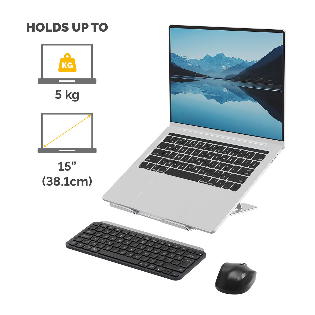 Fellowes Alumia Laptop Riser Portable Laptop Stand Max Size 15 inch Max Weight 5kg Silver
