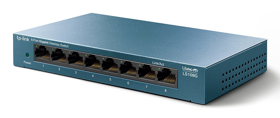 TP-LINK (LS108G) Switch LiteWave de escritorio no administrado Gigabit de 8 puertos, caja de acero