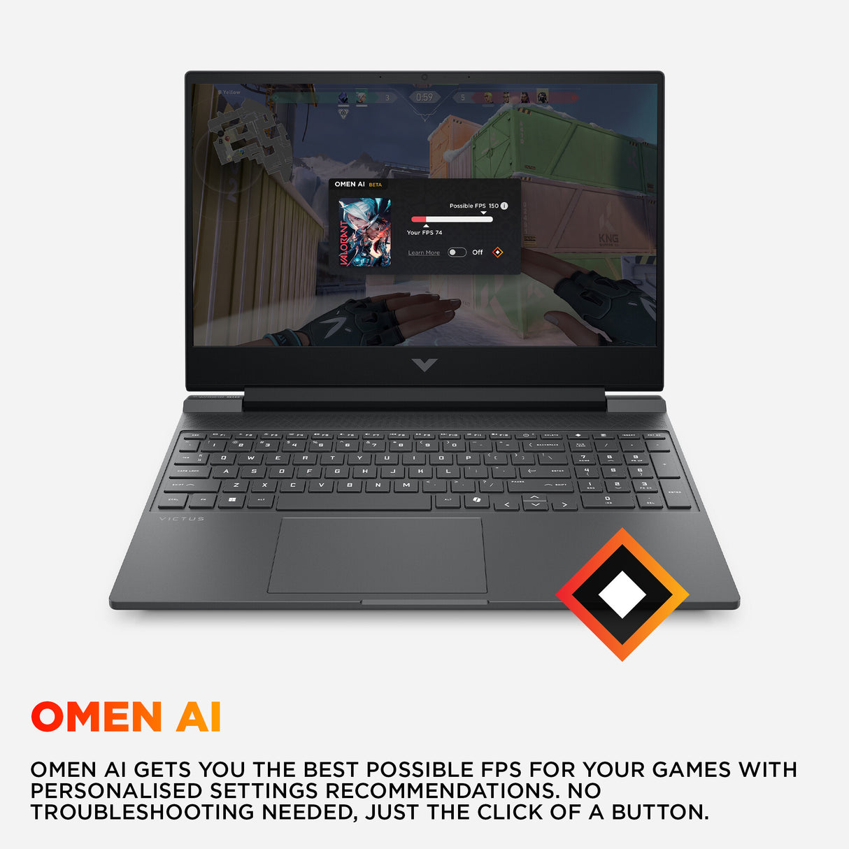 HP Victus Gaming 15-fb3008na AMD Ryzen™ 7 7445H Laptop 39.6 cm (15.6") Full HD 16 GB DDR5-SDRAM 512 GB SSD NVIDIA GeForce RTX 3050 Wi-Fi 6 (802.11ax) Windows 11 Home Black
