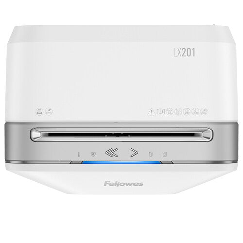 Fellowes LX Series LX201 paper shredder Micro-cut shredding 23 cm Silver, White