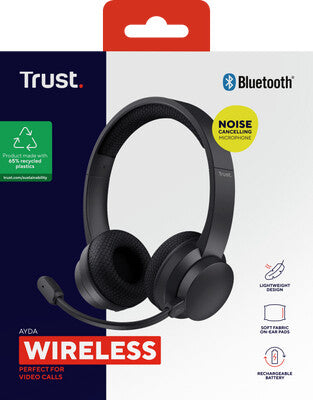 Trust Ayda Headset Wired & Wireless Head-band Calls/Music USB Type-C Bluetooth Black