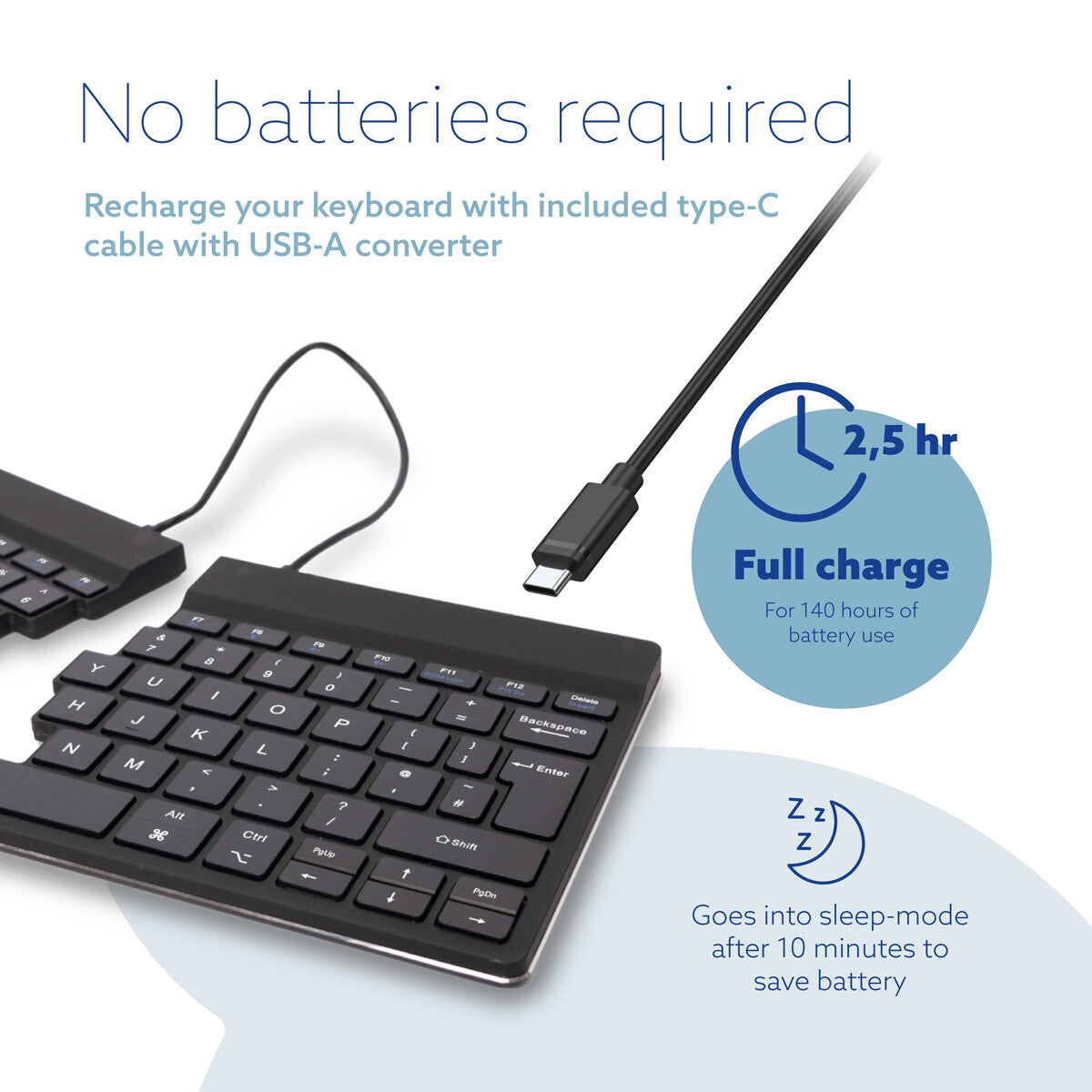 R-Go Tools Ergonomic keyboard R-Go Split Break with break software, ergonomic split keyboard, QWERTY (UK), Bluetooth, black