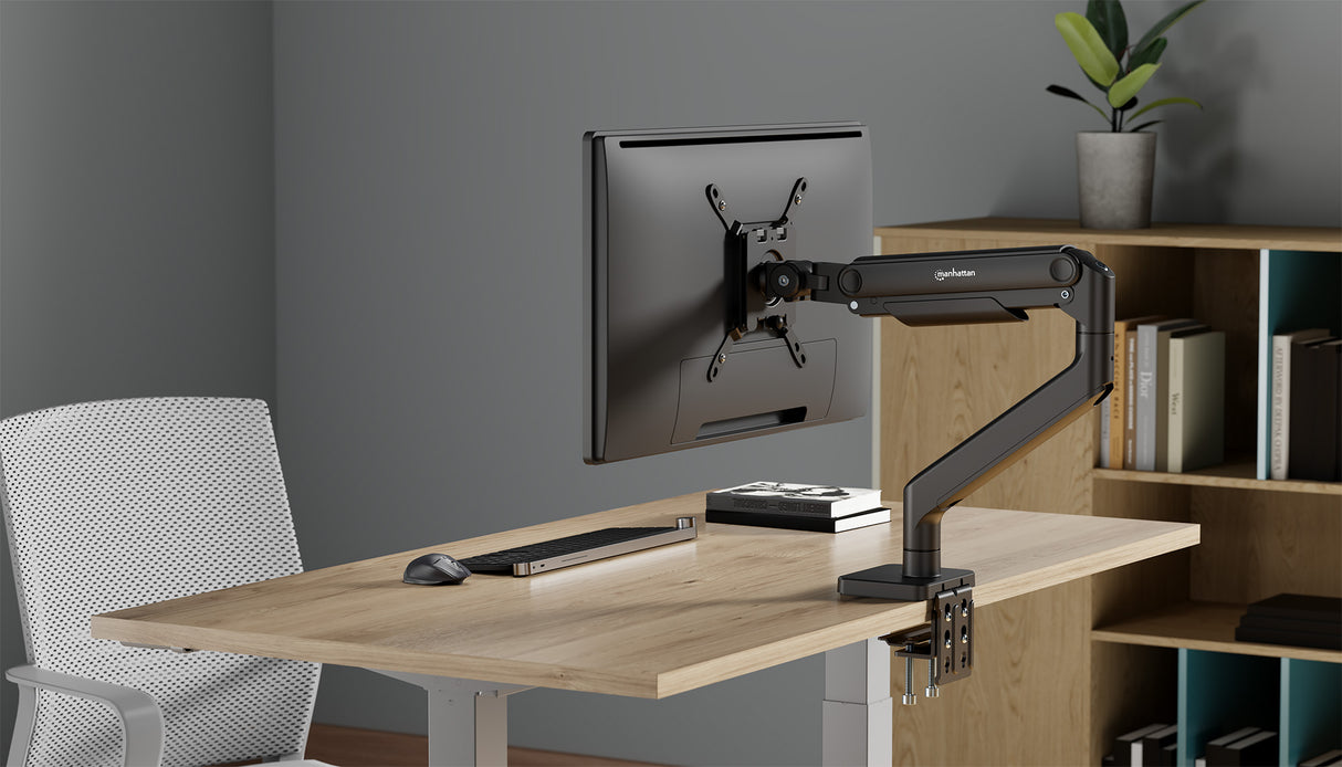 Manhattan Desk Mount for TV & Monitors (Full Motion Spring),For screens 13" to 42",C-Clamp or Grommet Assembly,VESA compatability:all between 75x75mm and 200x200mm -check the dimensions of the four mounting holes on back of screen to ensure it fits,Max 20