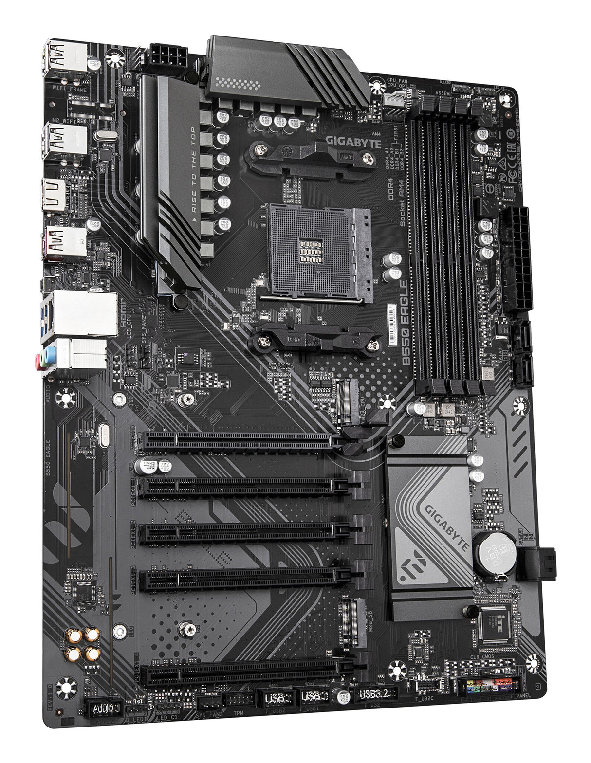 GIGABYTE B550 EAGLE Motherboard - AMD Ryzen 5000 G-Series CPUs, 10+3+1 Phases VRM, up to 3200MHz DDR4, 1xPCIe 4.0 + 1xPCIe 3.0 M.2, 1GbE LAN, USB 3.2 Gen 2