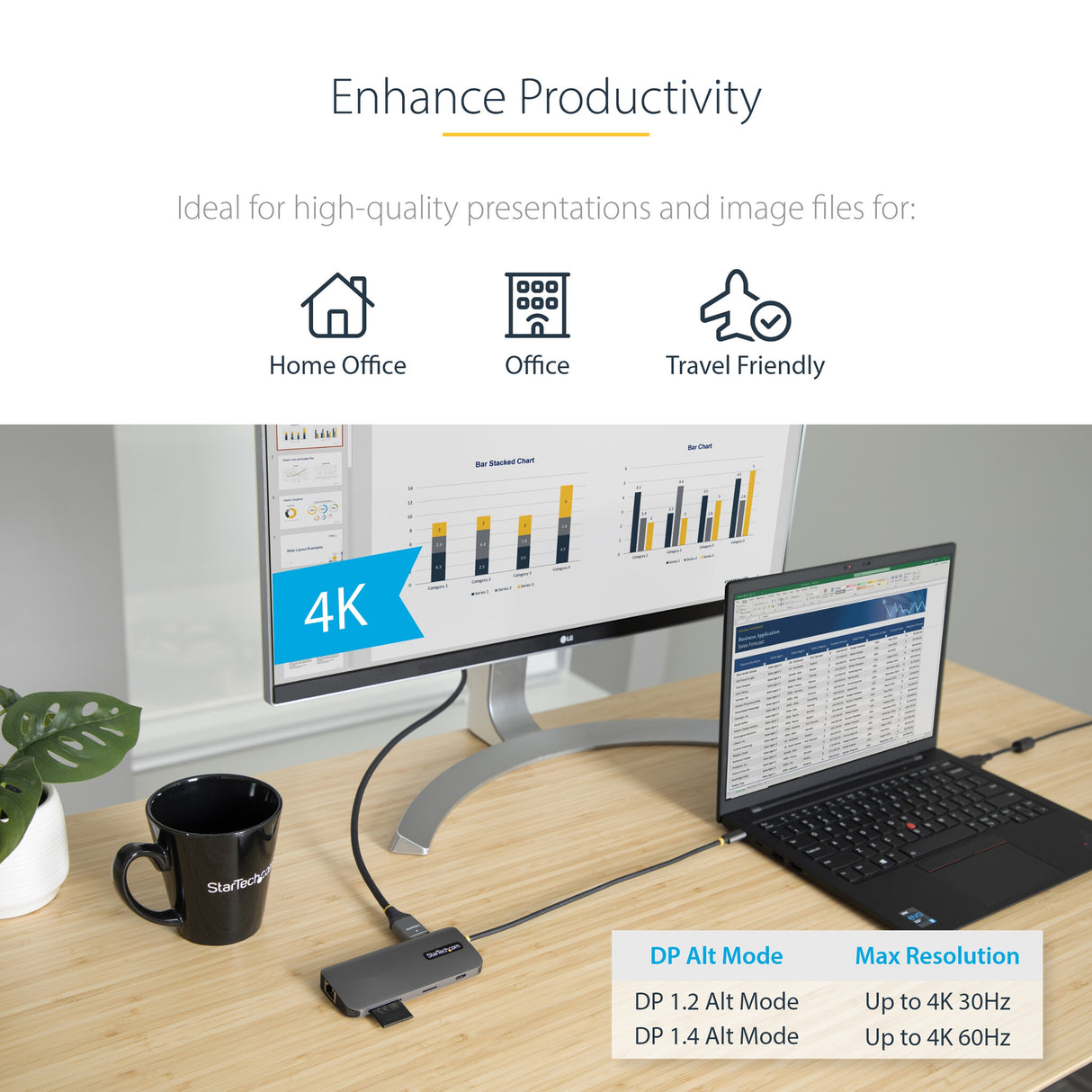 StarTech.com USB C Multiport Adapter 4K 60Hz HDMI Video, 3 Pt 5Gbps USB-A Hub, 100W USB Power Delivery Pass-Through/GbE/SD/MicroSD, 12"/30cm Cable, Travel Laptop Docking Station