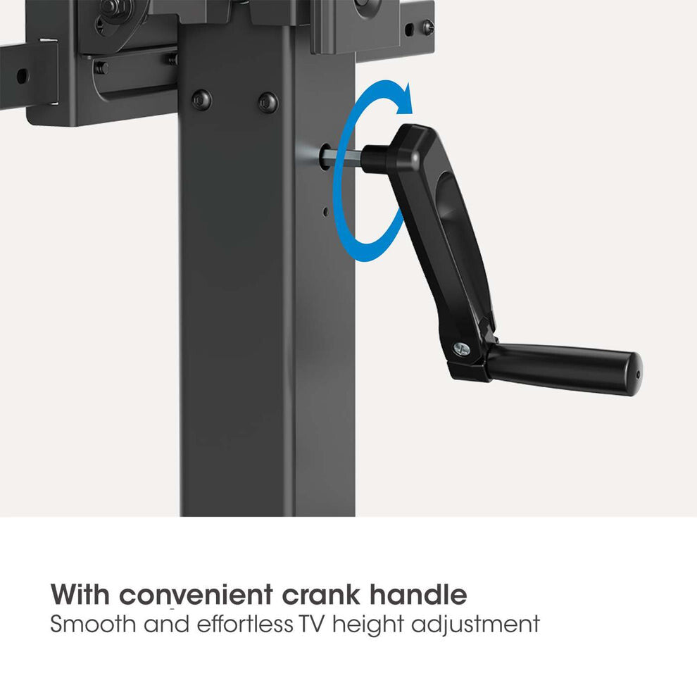 Manhattan Trolley Mount Stand for TV & Monitors (crank handle height adjust), For screens: 37" to 120",VESA compatability:all between 200x200 to 1000x600mm -check the dimensions of the four mounting holes on back of screen to ensure it fits,Max 120kg,1180
