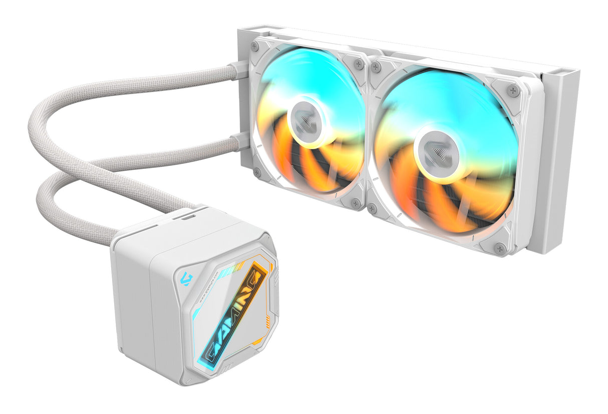 GIGABYTE GAMING 240 ICE Liquid CPU Cooler- 2x120mm ARGB Fans, slide-in interlocking mechanism, DAISY-CHAIN, Intel LGA 1851 and AMD AM5 Compatible