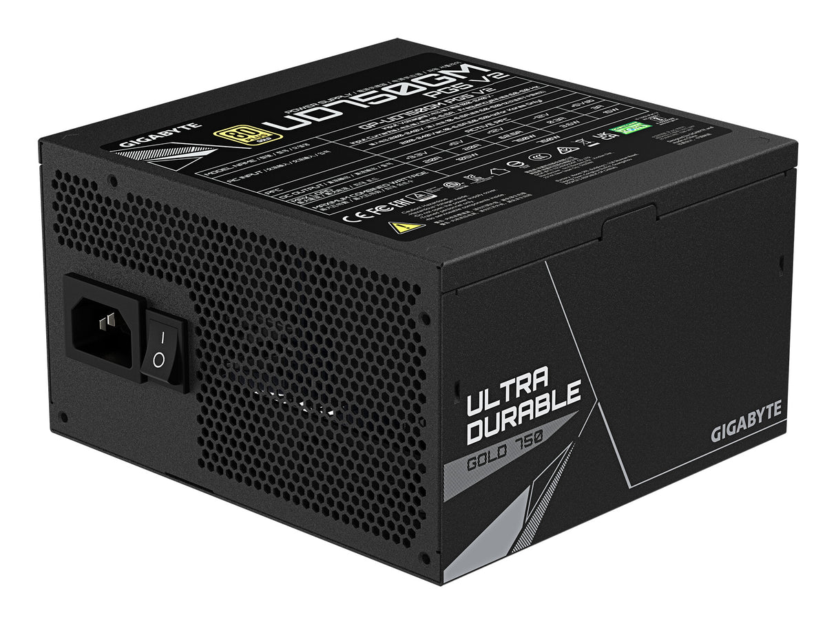 GIGABYTE UD750GM PG5 V2 Power Supply Unit- PCIe Gen 5.1, 80 PLUS Gold, Fully Modular Design, 120mm Fan, ATX 3.1 compatible, EU Plug