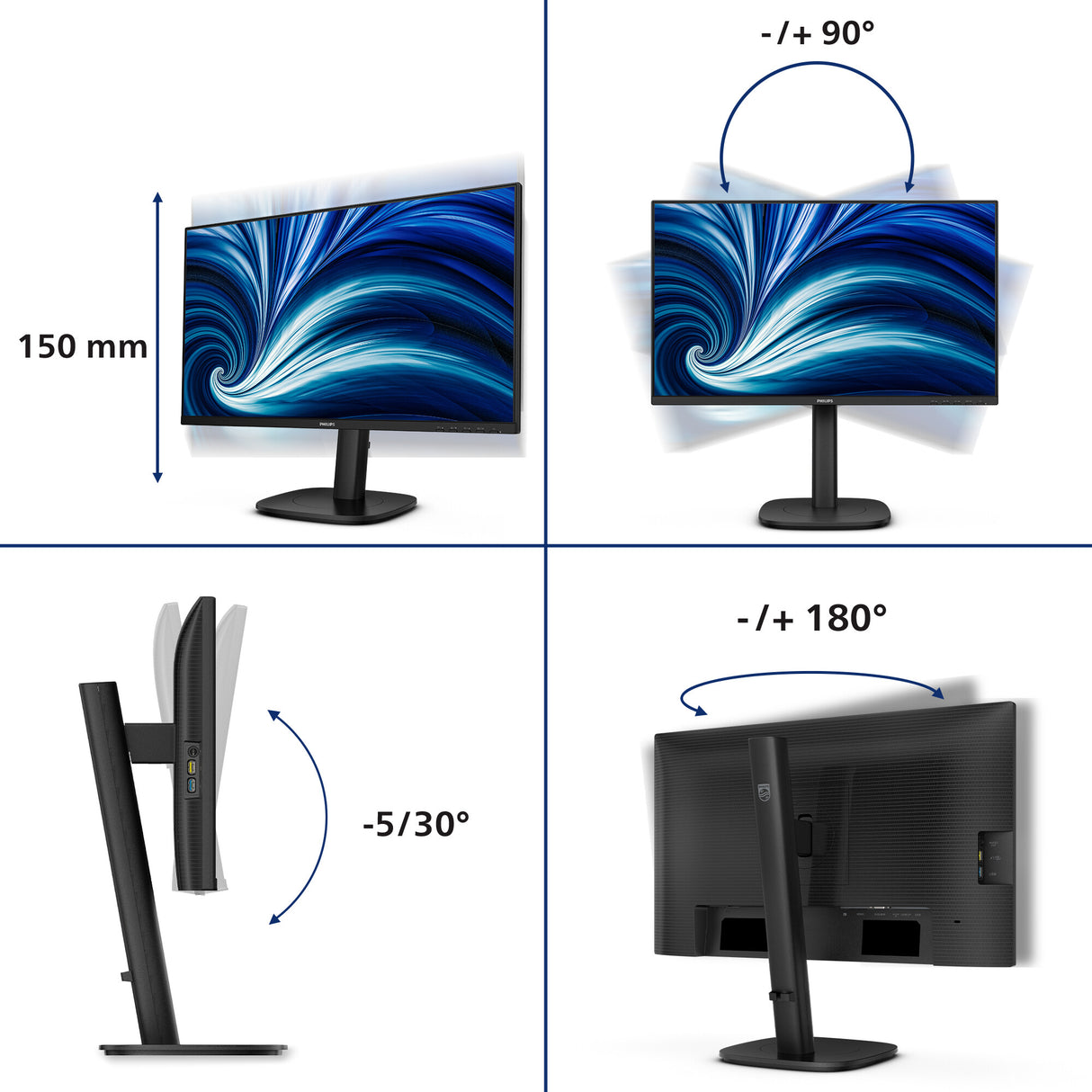 Philips 3000 series 24B2N3200J/00 computer monitor 60.5 cm (23.8") 1920 x 1080 pixels Full HD LCD Black