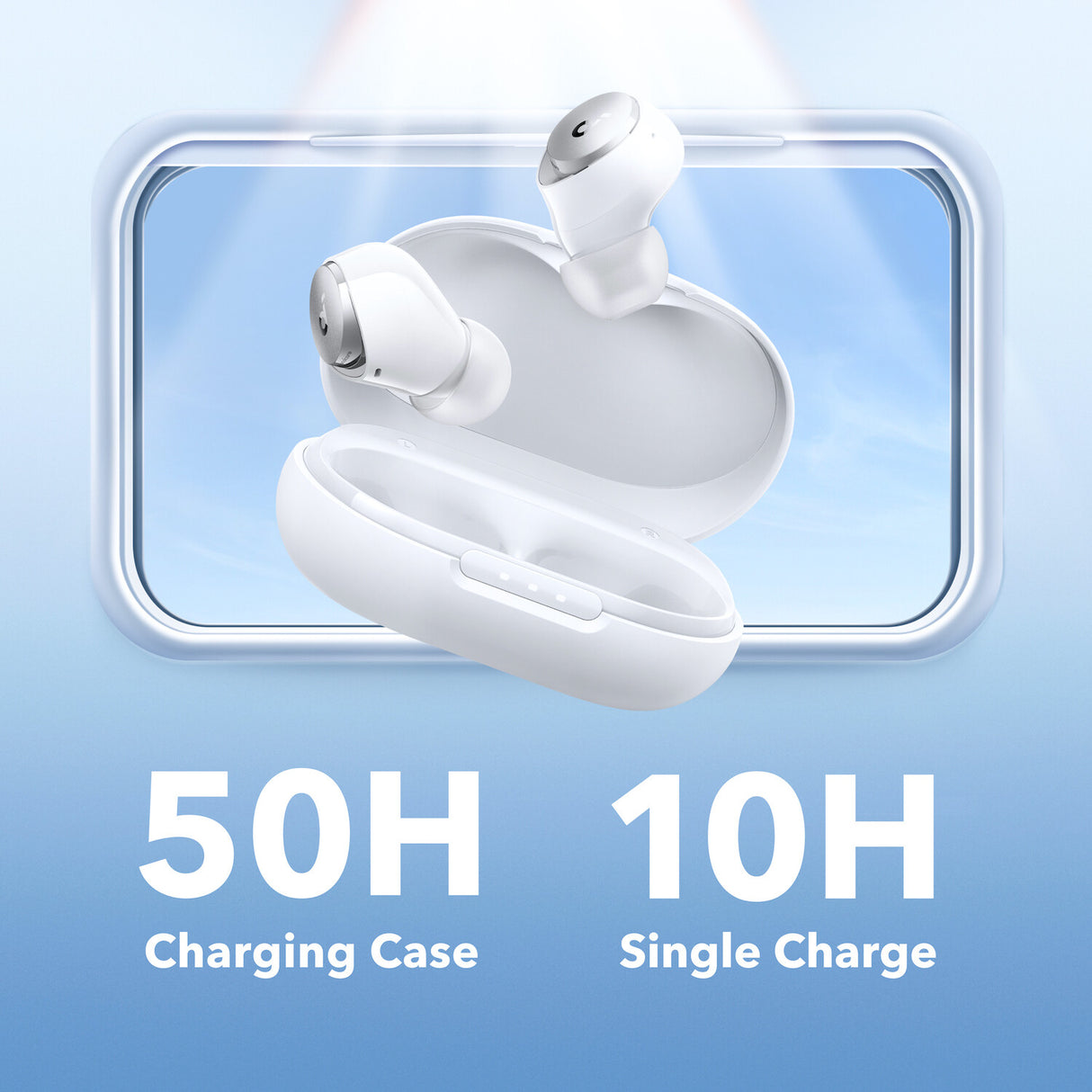 Anker Space A40 Adaptive Active Noise Canceling Wireless Earbuds, 50H Total Playtime, 10H Single Charge Playtime, LDAC Hi-Res Sound, Comfortable Fit, 6 Mics, Wireless Charge, Fast Charge