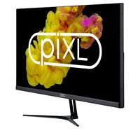 piXL PX24IVHF Moniteur sans cadre 24 pouces, panneau LCD IPS large, temps de réponse de 5 ms, taux de rafraîchissement de 75 Hz, Full HD 1920 x 1080, VGA, HDMI, bloc d'alimentation interne, prise en charge de 16,7 millions de couleurs, finition noire