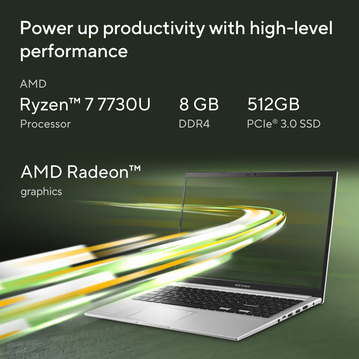 ASUS Vivobook 15 M1502YA-BQ165W AMD Ryzen™ 7 7730U Laptop 39.6 cm (15.6") Full HD 8 GB DDR4-SDRAM 512 GB SSD Wi-Fi 6E (802.11ax) Windows 11 Home Silver