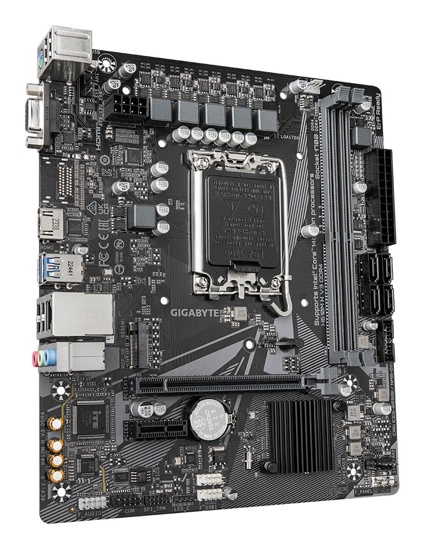GIGABYTE H610M H V3 DDR4 Motherboard - Supports Intel Core 14th CPUs, 4+1+1 Hybrid Phases Digital VRM, up to 3200MHz DDR4, 1xPCIe 3.0 M.2, GbE LAN, USB 3.2 Gen 1