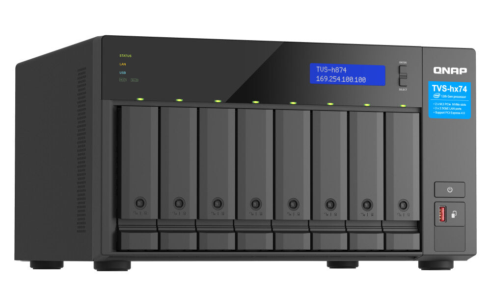 QNAP TVS-h874X NAS Tower Intel® Core™ i9 64 GB DDR4 0 TB QuTS hero Black