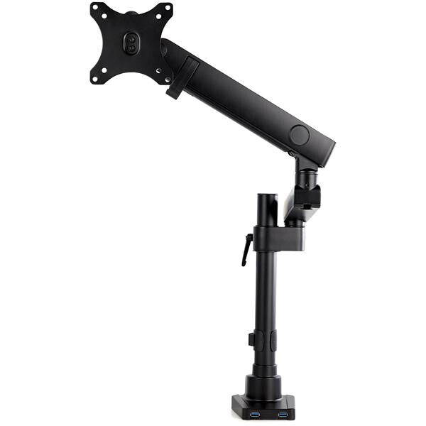 StarTech.com Desk Mount Monitor Arm with 2x USB 3.0 Ports, Full Motion Single Monitor Mount, up to 34" (17.6lb/8kg) VESA Display, Clamp/Grommet Mount, Mechanical Spring
