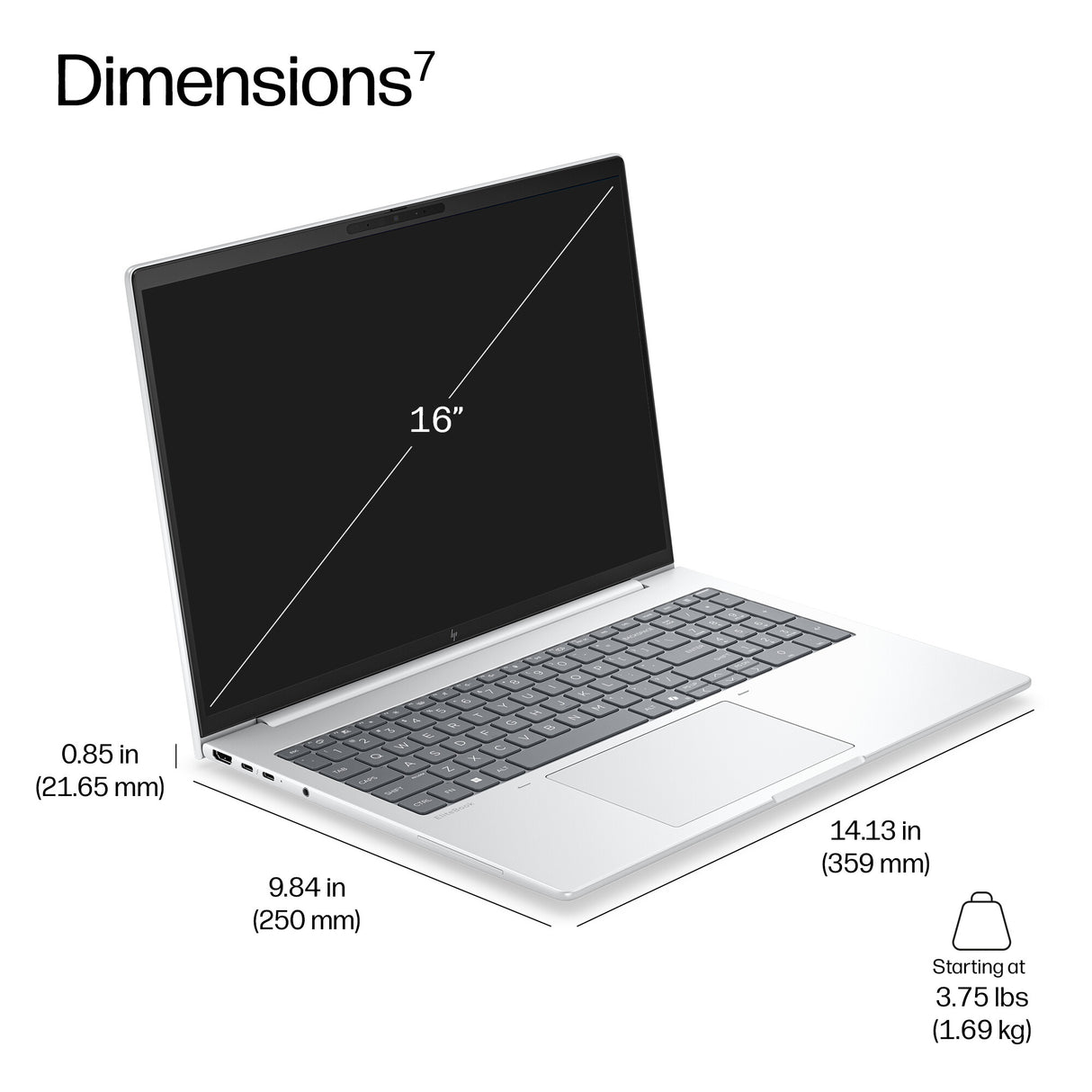 HP EliteBook 8 G2i 16 inch Notebook Next Gen AI PC Wolf Pro Security Edition Intel Core Ultra 7 Laptop 40.6 cm (16") WUXGA 16 GB DDR5-SDRAM 512 GB SSD Wi-Fi 7 (802.11be) Windows 11 Pro Silver