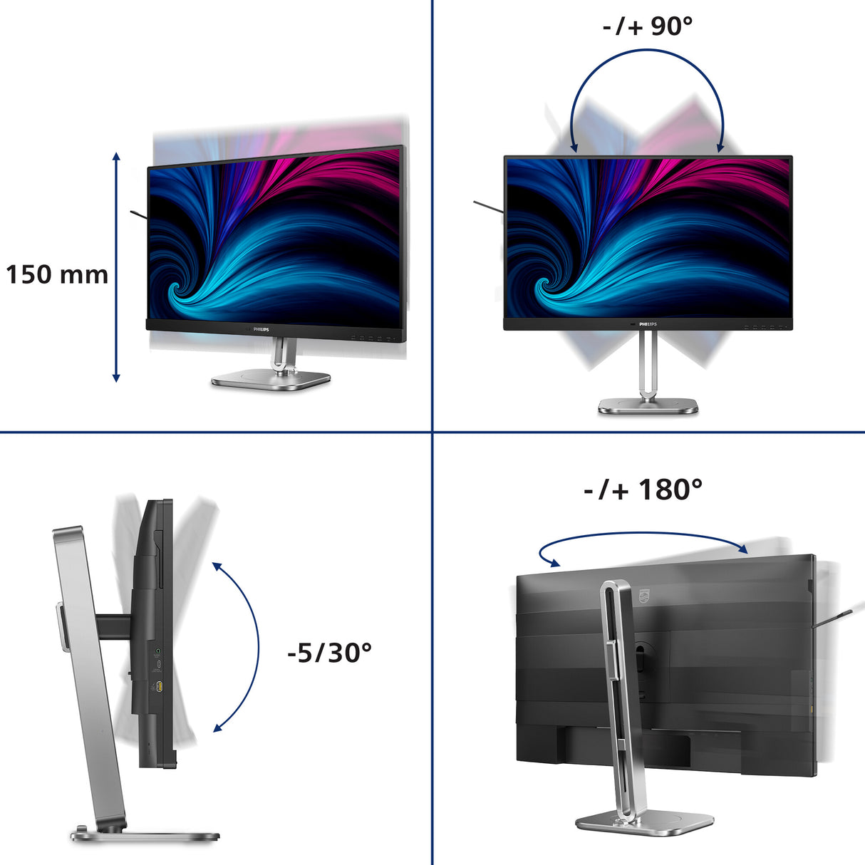 Philips 4000 series 27B2N4500/00 computer monitor 68.6 cm (27") 2560 x 1440 pixels Quad HD LCD Grey