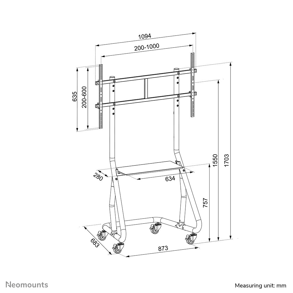 Neomounts NS-M3800BLACK TV trolley 60-100"
