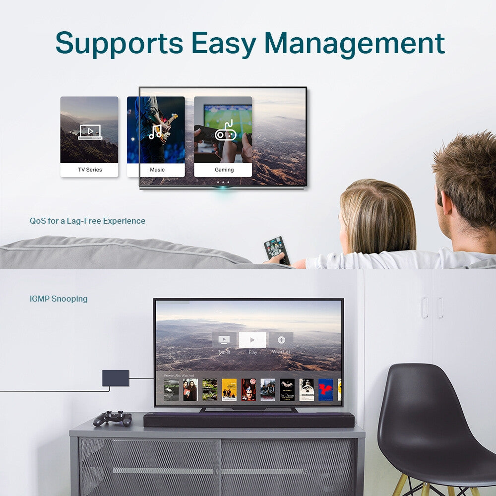 TP-LINK (TL-SG105E) Switch Inteligente Easy Gigabit de 5 Puertos, Caja de Acero