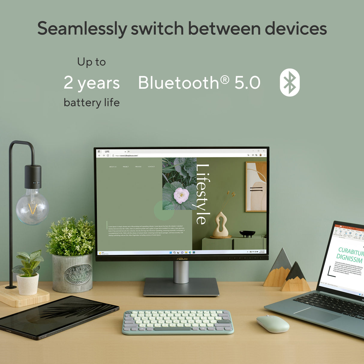 ASUS Marshmallow KW100 keyboard Home Bluetooth Green