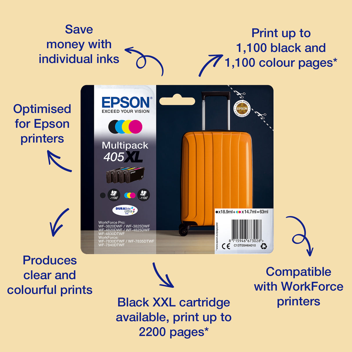 Epson Singlepack Yellow 405XL DURABrite Ultra Ink