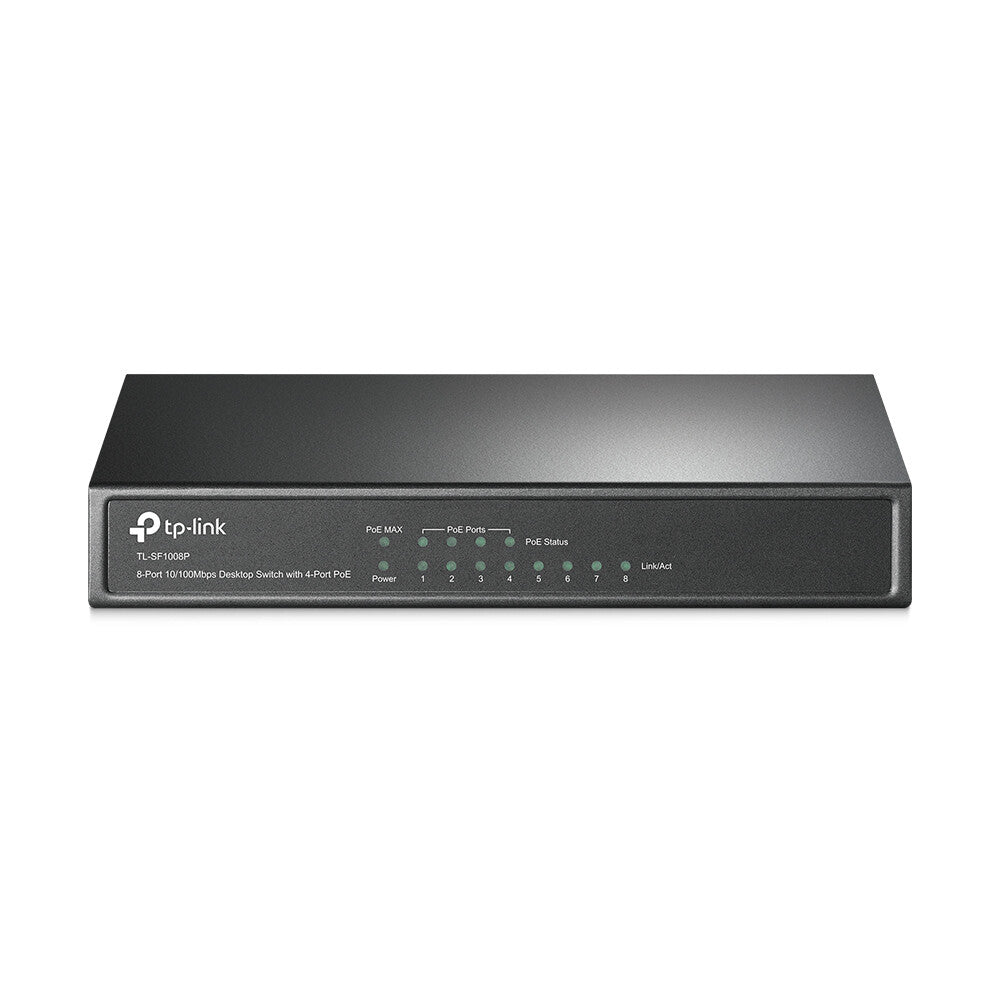 TP-LINK (TL-SF1008P) Switch de Escritorio No Administrado de 8 Puertos 10/100Mbps, PoE+ de 4 Puertos, Caja de Acero