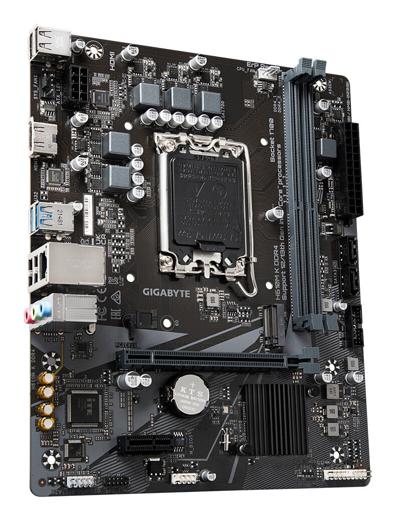 GIGABYTE H610M K DDR4 Motherboard - Supports Intel Core 14th Gen CPUs, 3+1+1 Phases Hybrid Power Design, up to 3200MHz DDR4, 1xPCIe 3.0 M.2, GbE LAN, USB 3.2 Gen 1