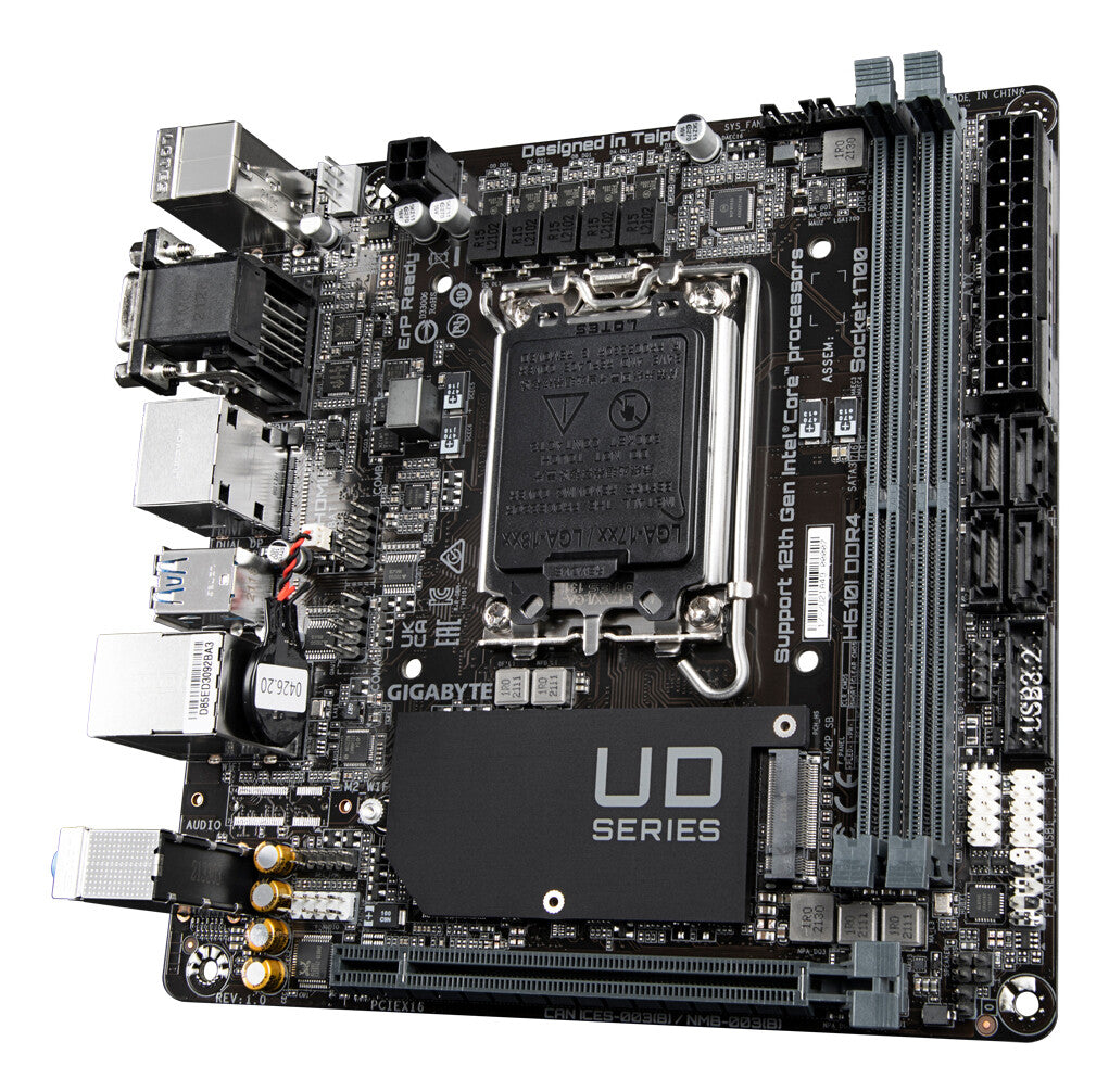 GIGABYTE H610I DDR4 Motherboard - Supports Intel Core 14th CPUs, 4+1+1 Hybrid Digital VRM, up to 3200MHz DDR4, 1xPCIe 3.0 M.2, GbE LAN, USB 3.2 Gen 1