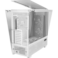 Antec Flux PRO Full Tower PC Case with Tempered Glass, White/Wood, 6 Pre-Installed Fans, USB Type-C, E-ATX/ATX/mATX/mITX Compatibility