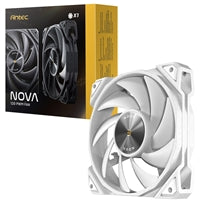 Antec NOVA 120 PWM Fan, White, High-Performance Cooling with Fluid Dynamic Bearing, Precise Three-Phase Speed Control, Industrial-Grade Metal Construction, and Dustproof Design