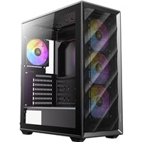 ANTEC AX85 ARGB Case, Black, Mid Tower, 2 x USB 3.0, Tempered Glass Side WIndow Panel, Large Mesh Front Panel for Excellent Cooling Performance, 4 x Addressable RGB Fans Included