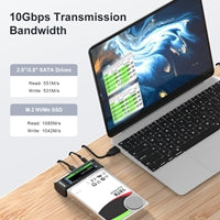 Maiwo USB Type-C, Dual Bay HDD/NVMe M2 SSD 10Gbps Clone Converter For 2.5" and 3.5" SATA, Clone SATA to NVMe Instantly